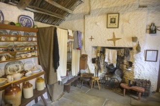 Interior view of a residential building in an open-air museum, Glencolmcille, County Donegal,