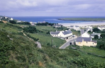 Houses at coastal village of Portnoo, Narin beach, County Donegal, Ireland 1969