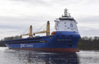 The new cargo ship, cargo ship, BBC SAO PAULO sails through the Kiel Canal, NOK, Kiel Canal,
