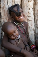 Portrait, girl, Himba children, traditional Himba village, Kaokoveld, Kunene, Namibia