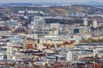 View from Santiago de Chile Square of the city center of the state capital Stuttgart with