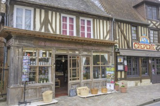 Old town with half-timbered houses in, Beuvron-en-Auge, Calvados Department, France