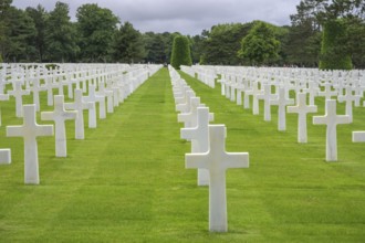 White crosses at the American Soldiers' Cemetery, Omaha Beach, Colleville-sur-Mer, Calvados