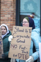 Saline, Michigan USA - 1 December 2025 - Rural Michigan residents rally against the $7 billion