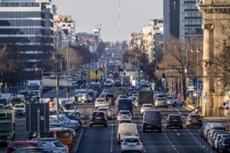 Heavy city traffic on the 17th of June road towards Ernst-Reuter-Platz, Berlin, Germany