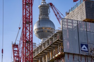 Construction site of the Covivio high-rise building in the vicinity of Alexanderplatz in Berlin,