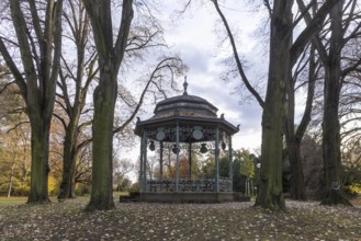 Upper spa park with pagoda in autumn. Bad Cannstatt, Stuttgart, Baden-Württemberg, Germany