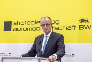 Federal Chancellor Friedrich Merz (CDU) . portrait. Annual event on the BW Automotive Industry