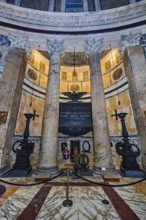 Tomb tomb of King Vittorio Emanuele II of Italy with memorial plaque and inscription Padre della