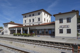 Railway station, building in the town of Schliersee, Upper Bavaria, Bavaria, Germany