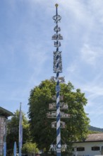 May pole in the town of Schliersee, Upper Bavaria, Bavaria, Germany
