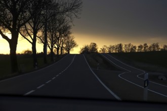 Street in late autumn, sunset, Germany