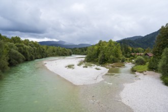 Landschaft an der Isar, Lenggries, Isarwinkel, Upper Bavaria, Bavaria, Germany