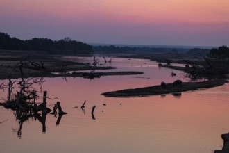 South Luangwa River at sunset dry season Zambia