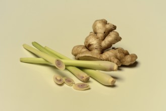 Ginger, ginger root and lemongrass