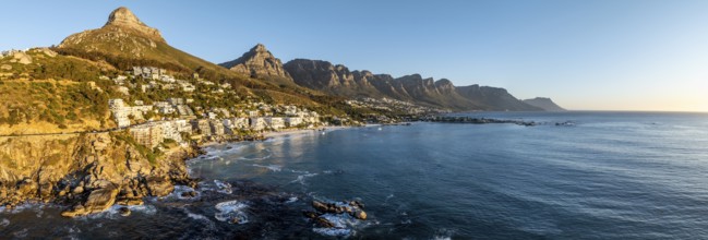 Cityscape, Aerial View, Ocean and Clifton Beach, Camps Bay, Cape Town, South Africa