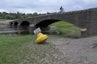 View of Old Bridge Asel, Edersee without water, Hesse, Germany