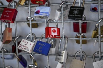 Love castles at the mountain station of the Zugspitz cable car, Austrian side, municipality of