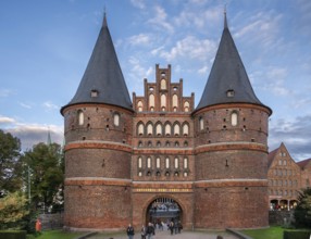 Holstentor, historic city gate from 1478, Holstentorplatz, Hanseatic City of Lübeck,