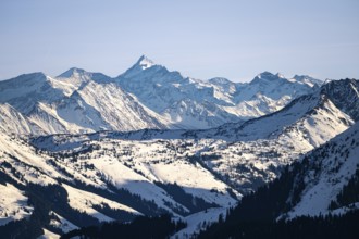 Grossglockner summit in winter, view from Hohe Salve, Tyrol, Austria
