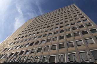 Facade of the heritage-protected Plärrer skyscraper from the 1950s, today EWAG skyscraper,