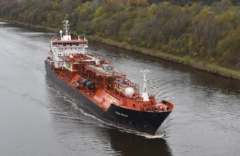 LNG tanker TITAN VISION sails in the Kiel Canal, NOK, Kiel Canal, Kiel Canal, Schleswig-Holstein,