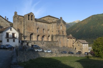 Abbey church building monastery San Pedro de Siresa, Valle de Hecho, Huesca province, Aragon, Spain