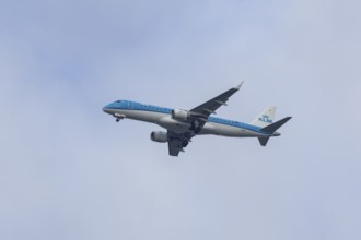 Embraer ERJ-190 jet passenger aircraft of Royal Dutch KLM cityhopper airlines in flight on approach