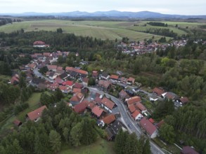 Street in the village of Trautenstein in the Harz Mountains, Saxony-Anhalt, Germany