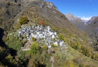 Corippo in the Verzasca Valley, a typical Ticino village, Valle Verzasca, Canton of Tessin,