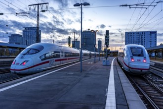 ICE trains, in Essen main station, on the platform, North Rhine-Westphalia, Germany