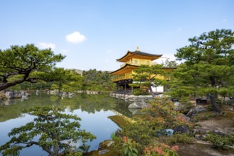 Golden Pavilion reflected in pond, Japanese garden, Golden Pavilion Temple, Kinkaku-ji reliquary,
