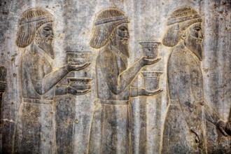 Relief detail of the delegation of peoples bringing gifts to Darius on the stairs of the Apadana