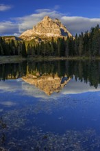 Mountain lake, mountains, reflection, sunny, evening light, Lake Antorno, Lake Antorno, Three