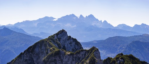 View from Rettenkogel to Bergwerkskogel and Dachstein, Postalm, Osterhorn Group, Salzkammergut,