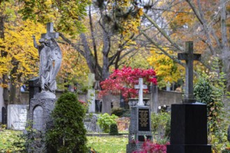 Pragfriedhof Stuttgart in autumn. November is traditionally a time for Christians to visit their