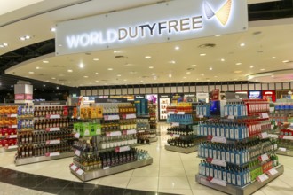 Duty Free shopping area in departures lounge area, Terminal 5, London Heathrow airport, London,