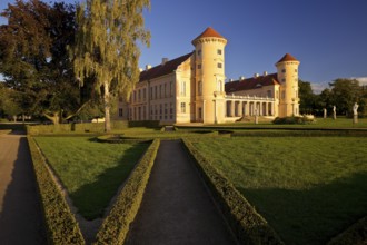 Rheinsberg Castle, front in late evening light, prime example of Friederician Rococo, Ruppiner
