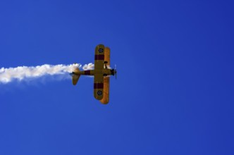 A Boeing PT-17 Stearman biplane, also Boeing Stearman Model 75, with the inscription 399 USNAVY