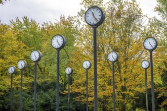 The art installation Zeitfeld in Volksgarten Park in Düsseldorf-Oberbilk, a total of 24 station