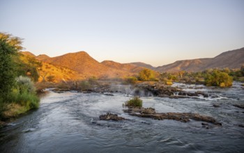 Epupa Falls, sunset at Epupa Waterfalls, Kaokoveld, Namibia