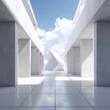 3d illustration of abstract modern architecture background, Minimal geometry architectural design,