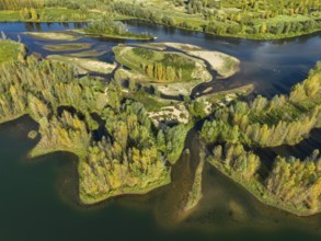 Wesel, Lower Rhine, North Rhine-Westphalia, Germany - autumn on the Lippe, trees with colorful