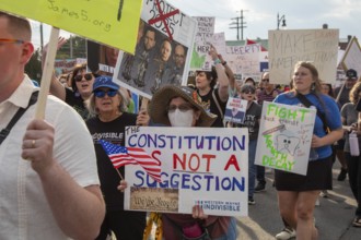 Detroit, Michigan USA - 18 October 2025 - A large crowd gathered for a 'No Kings' rally, protesting