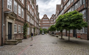 Historic brick buildings in Peterstraße, Komponistenviertel, Neustadt, Hamburg, Germany