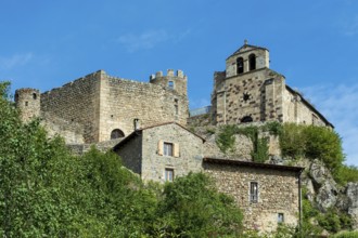 Saint Andre de Chalencon village. Castle and Chapel of Chalencon. Haute Loire. Auvergne Rhone Alpes