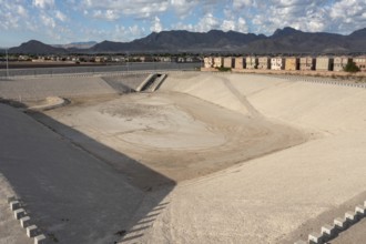 Las Vegas, Nevada - A water detention basin, one of about 100 built by the Clark County Regonal