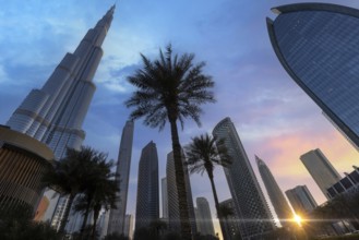 UAE, Dubai downtown financial skyline and business shopping center near Dubai Mall