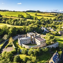 Jedburgh Castle from a drone, Jedburgh, Scottish Borders, Scotland, UK