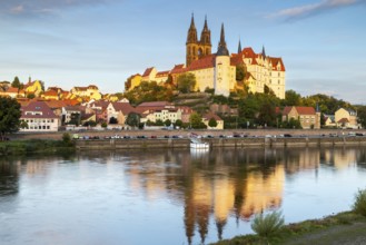 View of Albretsburg Castle and Meissen Cathedral, St. Johannis and St. Donatus, Reflection in the